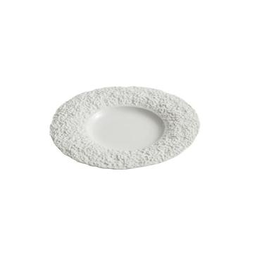 Imagem de Prato de cerâmica com padrão de rocha, prato plano de bife de restaurante ocidental branco - prato de sopa de 26,7 cm