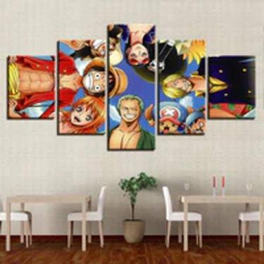 Imagem de Quadro Decorativo Mosaico De 5 Peças Anime One Piece Amigos