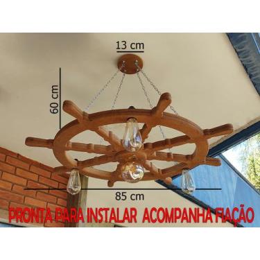 Imagem de Kit 3 Lustre Luminária Pendente 85cm Leme De Navio 4B - ECO.START