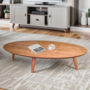 Imagem de Mesa de Centro Oval Orgânico Laminada 100x45cm Londres