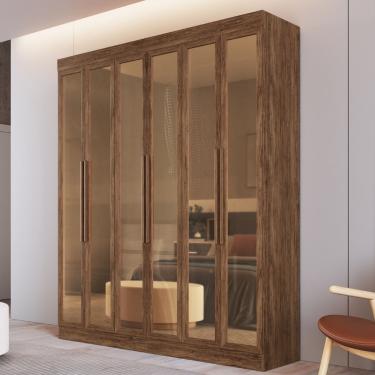 Imagem de Guarda Roupa Casal com Vidro Reflecta 6 Portas 100 mdf San Diego Doripel