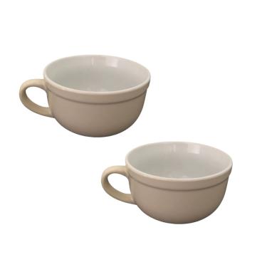 Imagem de Jogo Com 2 Caneca Jumbo Para Caldos 400ml Porcelana - Off-White.