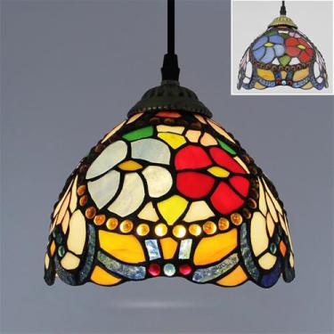 Imagem de OUFULA Luminária pendente contemporânea de vidro colorido, americana, retrô, criatividade, sala de estar, restaurante, quarto, villa, hotel, corredor, café, lustre (Estilo 22)