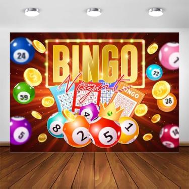 Imagem de Avezano Bingo Night Backdrop Billiards Winning Ball Gold Coins Game Time Party Decorações Fundo Adultos Bola Vencedora Banner Festa Foto Booth Adereços (1,5 x 0,9 m)