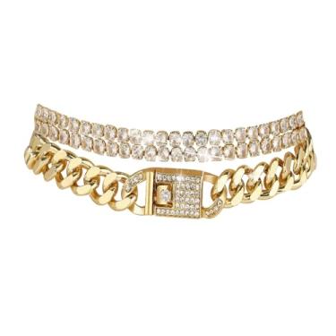 Imagem de Tornozeleiras femininas de ouro 14 quilates, impermeável, com strass, corrente de elos cubanos, joia de praia para mulheres, One Size, Aço inoxidável, Sem Pedra Preciosa
