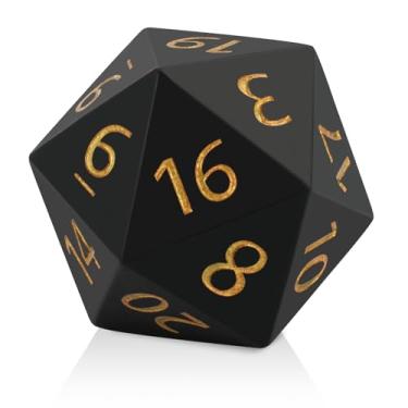 Imagem de CSITORWWE 55mm Giant D20 Dice,20 Sided Resin Dice with Velvet Pouch, Titan Polyhedral Dice for TTRPG Tabletop Gaming,Dungeon Masters,RPG Adventures(Black)