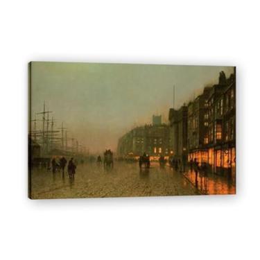 Imagem de Impressões em tela Liverpool de Wapping John Atkinson Grimshaw Era Vitoriana - Arte de parede com movimento estético, decoração de casa 50 x 75 cm