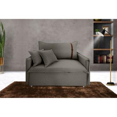Imagem de Poltrona Sofá-cama Valence Premium 90cm SoftGel 33 - Linho Cinza
