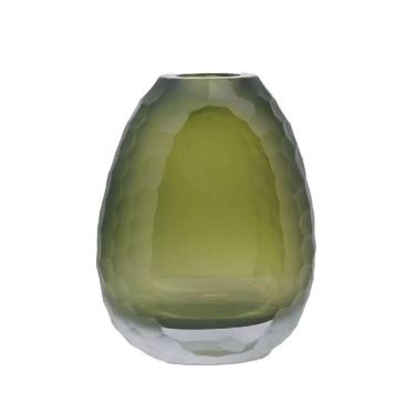 Imagem de Vaso Oval Vidro Murano Italiano 22X18Cm Médio Verde