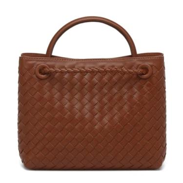 Imagem de Faibiules Bolsa tiracolo de luxo tecida à mão para mulheres, bolsa de ombro moderna, acessório de moda versátil, Marrom