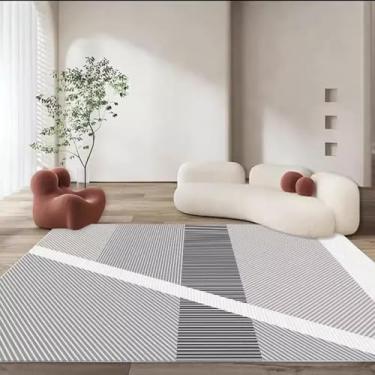 Imagem de Tapete para sala de estar, mesa de centro luxuosa, tapete preto e branco, moderno e minimalista, cobertor de cabeceira para quarto (120 x 160 cm (3,9 x 5,3 pés/X-SJR 18)
