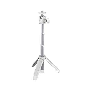 Imagem de MT-08 Mini tripé branco para câmera, tripé de câmera portátil universal de parafuso de 0,6 cm para iPhone/Sony/Canon/Nikon/Fujifilm/Câmera de ação, suporte de mesa portátil extensível, suporte de mesa