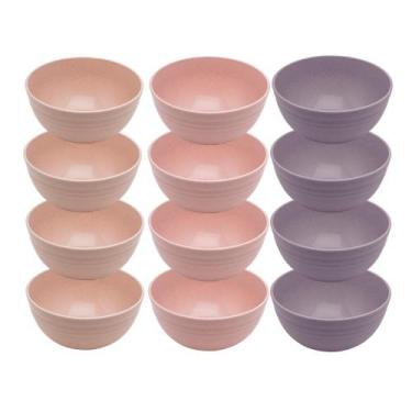 Imagem de Jogo 12 Bowl de Bambu Ecológico Resistente Não Quebra Bege Lines Tigel