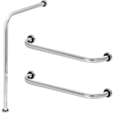 Imagem de Kit Barra De Apoio Vaso Sanitário e 2 Alça De Apoio 60cm SF - Shopfort