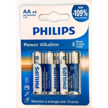 Imagem de 04 Pilhas Aa Pequena Alcalina LR6 Philips 1 Cartela