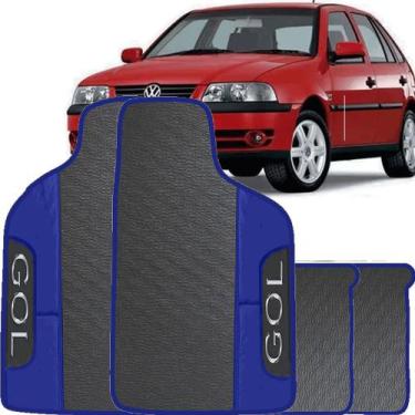 Imagem de Lindo jogo tapete 4 peças carro automotivo  na cor azul volkswagen gol