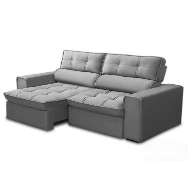 Imagem de Sofá Retrátil Reclinável 3 Lugares 240cm Blanches F05 Veludo Prata - Mpozenato