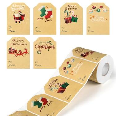 Imagem de Yoget 250 etiquetas de presente de Natal, etiquetas de presente de Natal, etiquetas de nome, etiquetas autoadesivas de Natal para caixas de presente (50 x 70 mm, 6 modelos)