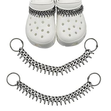 Imagem de 2 peças de correntes brilhantes para mulheres, pingentes góticos para sandálias de tamanco, pingentes de strass punk de cristal da moda para meninas, homens, adolescentes e adultos, berloque brilhante