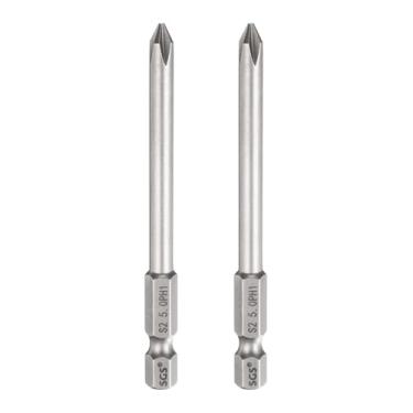 Imagem de HARFINGTON 2 peças de chave de fenda Phillips número 1 PH1 haste sextavada de 1/10.2 cm 3,15" (80 mm) de comprimento 0,5 cm broca magnética de cabeça cruzada S2 chave de fenda industrial de aço para
