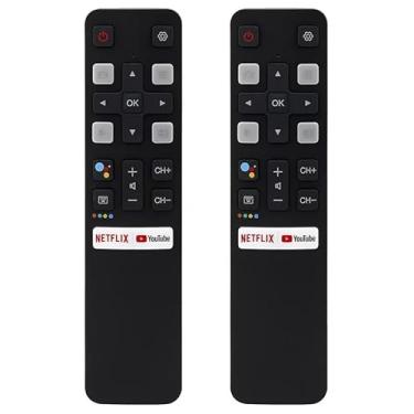 Imagem de RIVIERA Controle remoto de voz de substituição para TCL Google TV com comando de voz do Google Assistant, compatível com a maioria das Smart TV TCL Android RC802V FNR1, pacote com 2