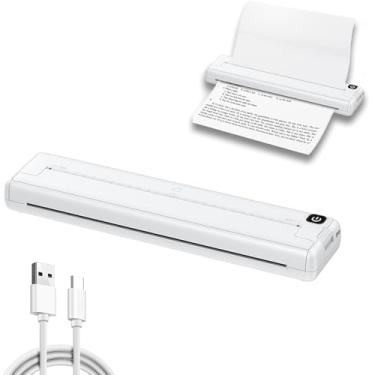 Imagem de Dpofirs Dpofirsv5g6fqy207 A4 Impressora monocromática Bluetooth portátil térmica para viagens, sem tinta, compatível com Android iOS, Monocromá