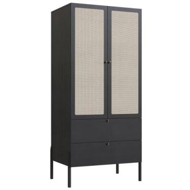 Imagem de Guarda Roupa Solteiro 80cm Com 2 Portas Arlo Nero Preto A10 - Mpozenat