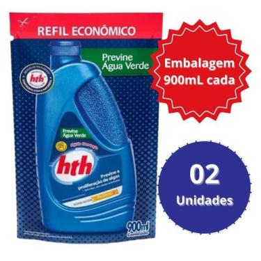 Imagem de 02x Refil Previne Água Verde  Algicida Manutenção 900 mL Hth