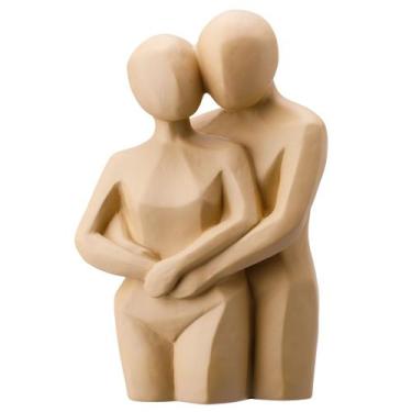 Imagem de Escultura Decorativa Poli-Resina Casal Abraçado Bege Rafimex