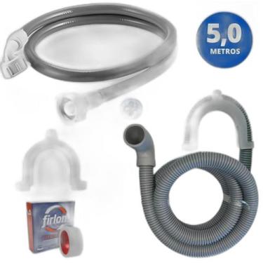 Imagem de Mangueira Entrada + Saida Água Máquina Lavar Universal 5M - Ledmang