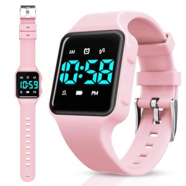 Imagem de NN BEN NEVIS Relógio de treinamento penico, relógio digital infantil com contagem regressiva/música/despertadores/lembrete de vibração e à prova d'água, lembra a criança de ir ao banheiro, 24 - Rosa