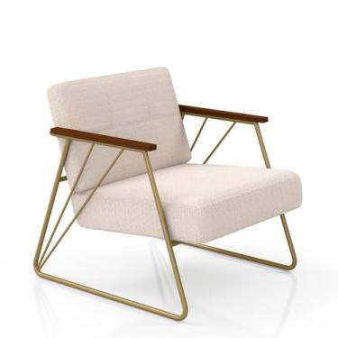 Imagem de Poltrona Estofada Columbia Estilo Industrial Dourado/bouclé Off - M.a Dourado/bouclé Off White