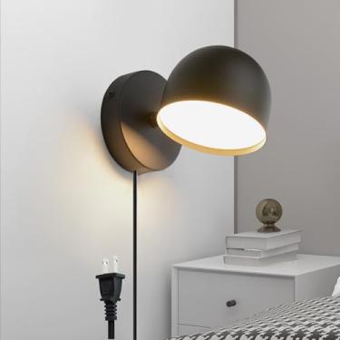 Imagem de GZZBMY LED interior apliques de parede sensíveis ao toque candeeiros de parede rotação 350 ° iluminação com cabo e tomada modernos quarto sala de estar corredor 3000 K/4000 K/6500 K (luz neutra preta