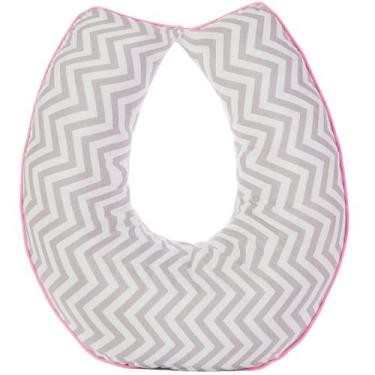 Imagem de Almofada Amamentação Bebe Menina Chevron com Rosa - Carinha de Anjo En