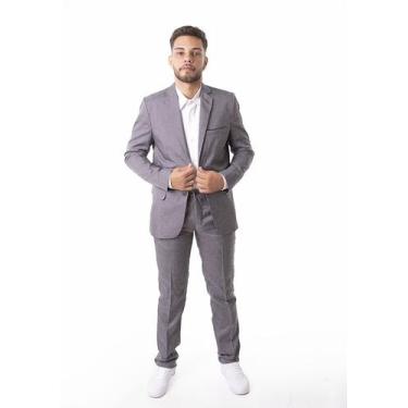 Imagem de Terno Oxford Slim Masculino Social 9 Cores - Paleto+Calça Alves Alfaia