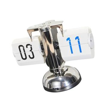 Imagem de Generic Relógio de parede com grande número de exibição, ornamento, decoração simples, relógio automático com virada de página para prateleira, mesa de, Branco Inox
