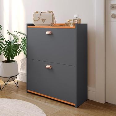 Imagem de Genérico, Sapateira Vertical 12 Pares Calçados Multiuso 2 Portas Basculantes Hall de Entrada Quarto Closet - Cinza/Cinam