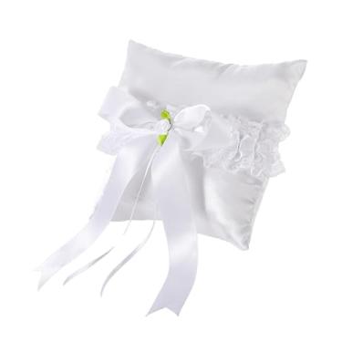 Imagem de Fancyes Almofada para aliança de casamento, porta-anéis, decoração, almofada europeia, porta-alianças, 6 polegadas x 6 polegadas para proposta