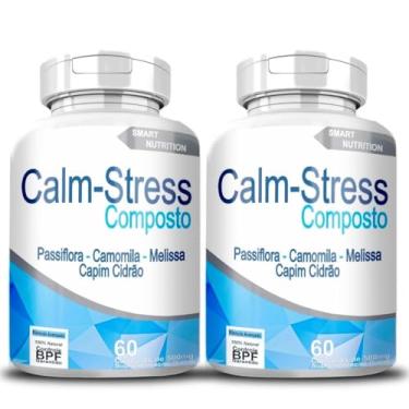 Imagem de Calm-Stress Composto Natural, 120 Cápsulas de 500mg, Suplemento com Passiflora, Camomila, Melissa e Capim Cidreira para Ansiedade e Estresse - 2 Frascos