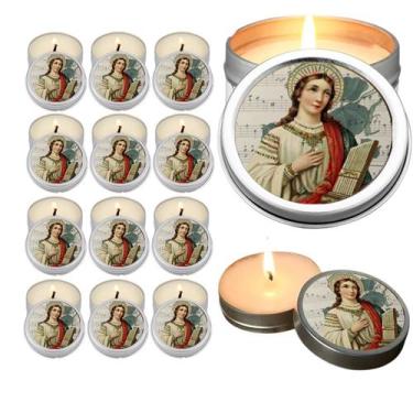Imagem de 10 Velas Aromaticas Lembrancinhas Santa Cecilia na Latinha Decoração C
