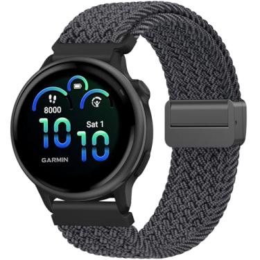 Imagem de Meliya Pulseira de nylon trançado para Garmin Vivoactive 6/Vivoactive 5/Vivoactive 3, pulseira de substituição elástica de 20 mm para Venu/Venu Sq, Forerunner 55/158/165/245/645, Galaxy Watch 7/6/5/4