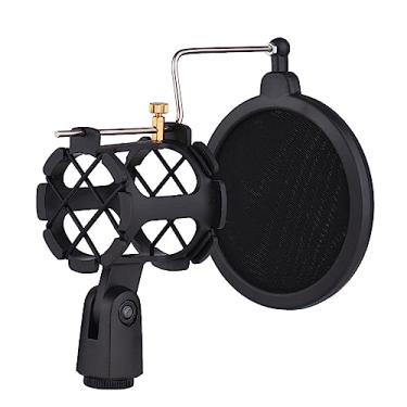 Imagem de 2 Camadas Filtro Pop de Malha Fina, Adaptador de Parafuso de Malha de Microfone de Plástico para o Diâmetro de 2cm-4cm de Condensador Fino Microfone