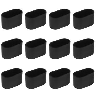 Imagem de LoveIysp Protetor De Perna Cadeira Oval Borracha Preta Brilhante, Piso Para Pés Móveis, 1,6 X 0,7 Pol. (20 40 Mm), 12 Peças