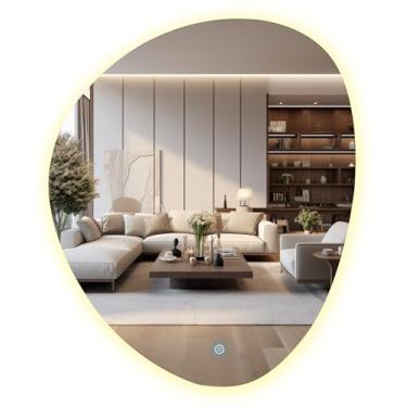 Imagem de Espelho Led Organico Lapidado 70x58 Moderno Touch Screen (3000K LUZ QUENTE)