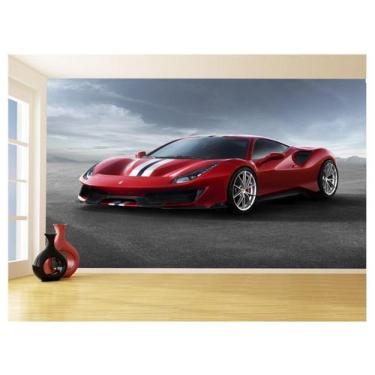 Imagem de Papel De Parede 3D Carro Ferrari Vermelha Pista 3,5M Car121 - Você Dec