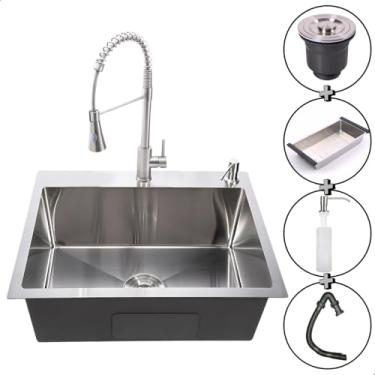 Imagem de SOFTINOX Kit Luxo para Cozinha Cuba Quadrada Escovada e Torneira Monocomando Gourmet 1S