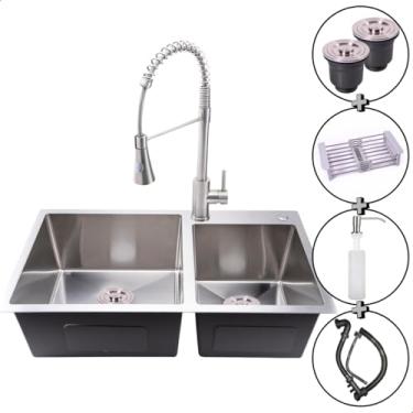 Imagem de SOFTINOX Kit Completo para Cozinha Cuba Dupla Escovada e Torneira Monocomando Goumert 1S