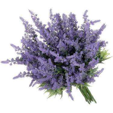 Imagem de 5 Galhos flores de lavanda artificiais 30cm vaso e decoração - La Caza