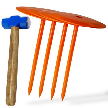 Imagem de FEBTECH - Marcador de tanque séptico – 15 x 25 cm – Marcadores de linha de propriedade adequados para proteger sua fossa séptica e limites de propriedade com marcador de tanque séptico sólido e resistente – Pacote com 4 peças + 1 martelo