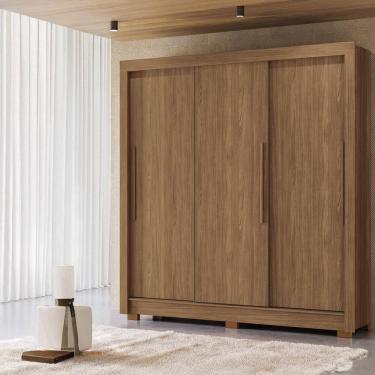 Imagem de Guarda-Roupa Casal Santos Andirá Maringa com 3 Portas de Correr, 2 Gavetas e 5 Prateleiras - 194,4cm de largura